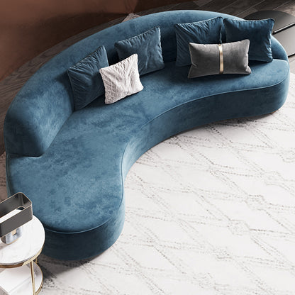 Nordic Light Luxury Fabric Arc-Shaped Design Sofa Simple Internet Celebrity Small Apartment Living Room Multi-Person Blue Creative Sofa