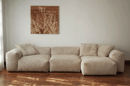 Nordic Wabi-Sabi Style Straight Corduroy Sofa Light Luxury Combination Small Apartment Homestay Free Module Multiple Tofu Blocks
