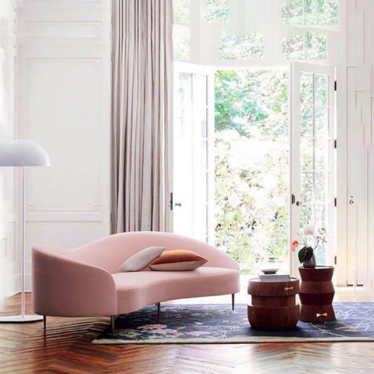 Nordic Stainless Steel Curved Sofa Modern New Style Living Room Irregular Sofa High-end Clothing Store Club Fabric Sofa