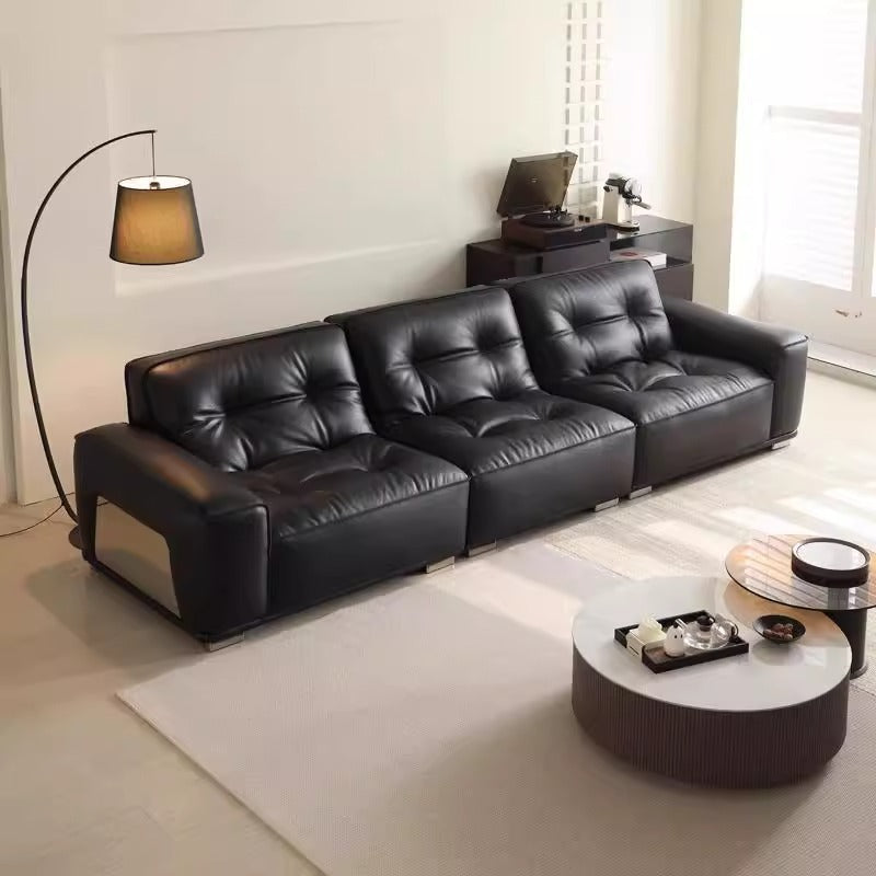 Italian Minimalist Genuine Leather Sofa