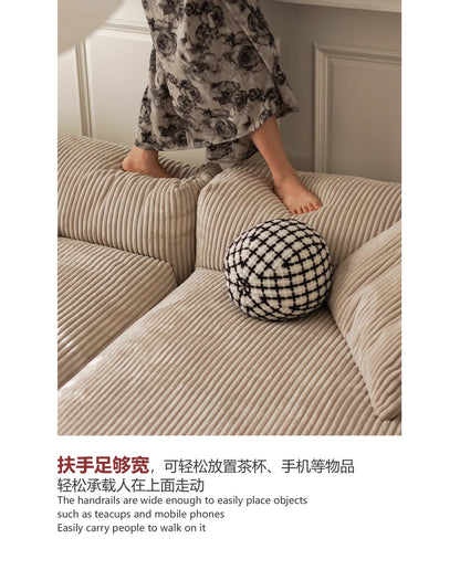 Nordic Wabi-Sabi Style Straight Corduroy Sofa Light Luxury Combination Small Apartment Homestay Free Module Multiple Tofu Blocks