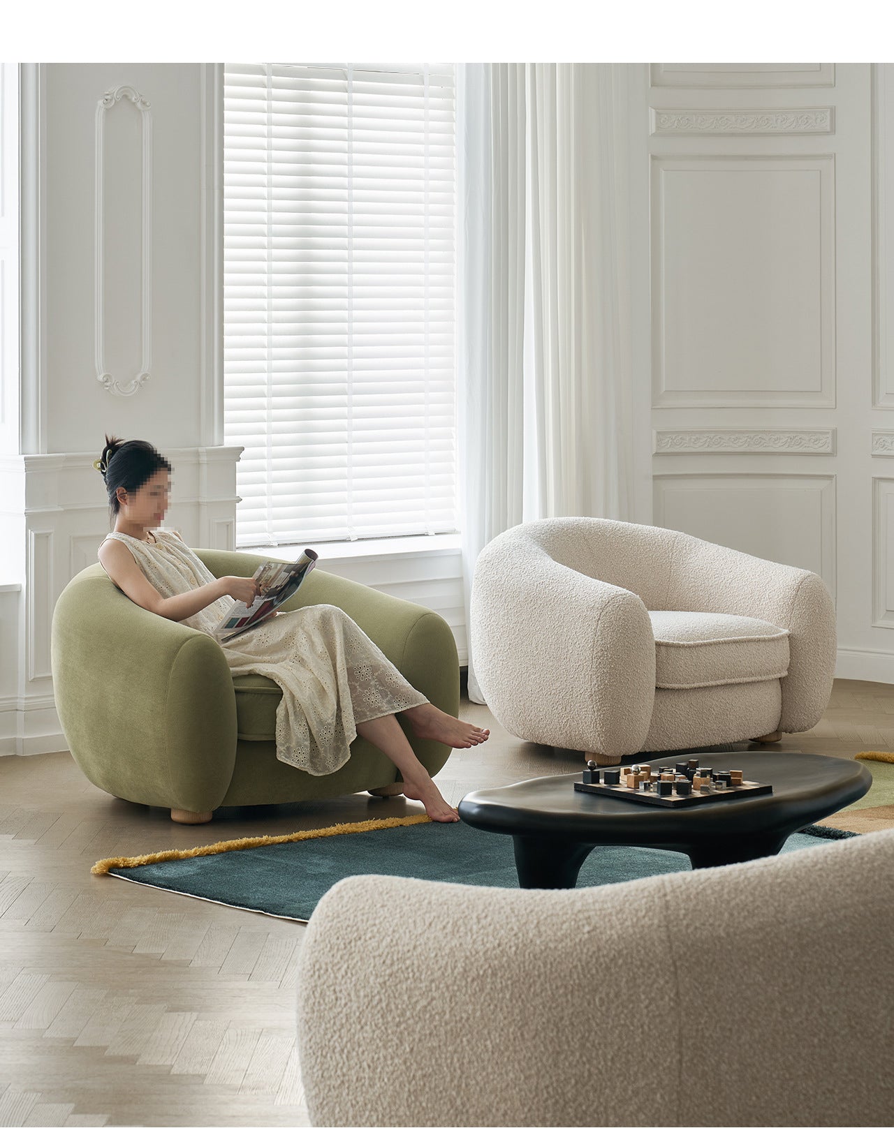 Cream Style Living Room Single Sofa Polar Bear French Minimalist Small Apartment Designer Balcony Leisure Fabric Modern