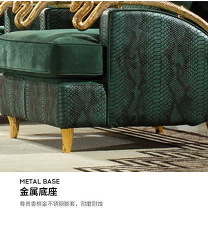 Italian Style Light Luxury Lounge Chair Pure Copper Snake Chair RobertoCacalli Leisure Sofa Chair Crocodile Leather Single Armchair