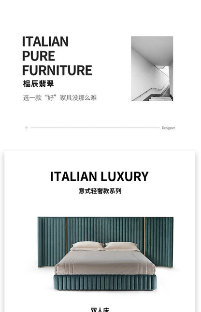 Italian Light Luxury visionnaire Double Bed High-End Villa Luxury Genuine Leather1.8m Wide Screen Bed Master Bedroom Furniture