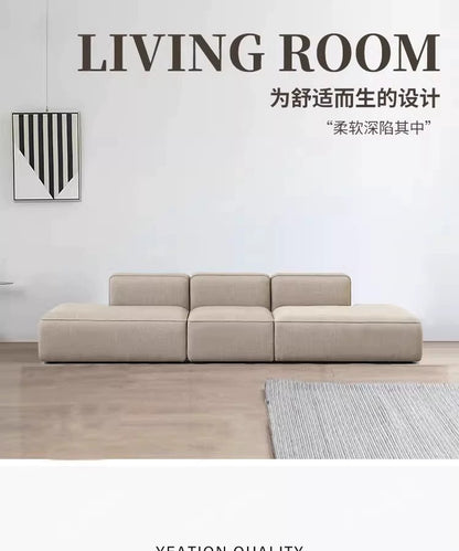 Simple Small Apartment Home Use Two or Three Seater Fabric Sofa Cotton Linen Armless Straight Row Modular Combination Reception Sofa