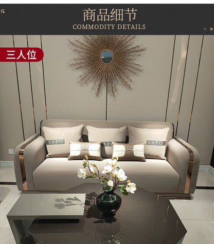 Italian Style Light Luxury Bentley Button Sofa Genuine Leather Designer Postmodern Villa Living Room Set High-end Custom Furniture