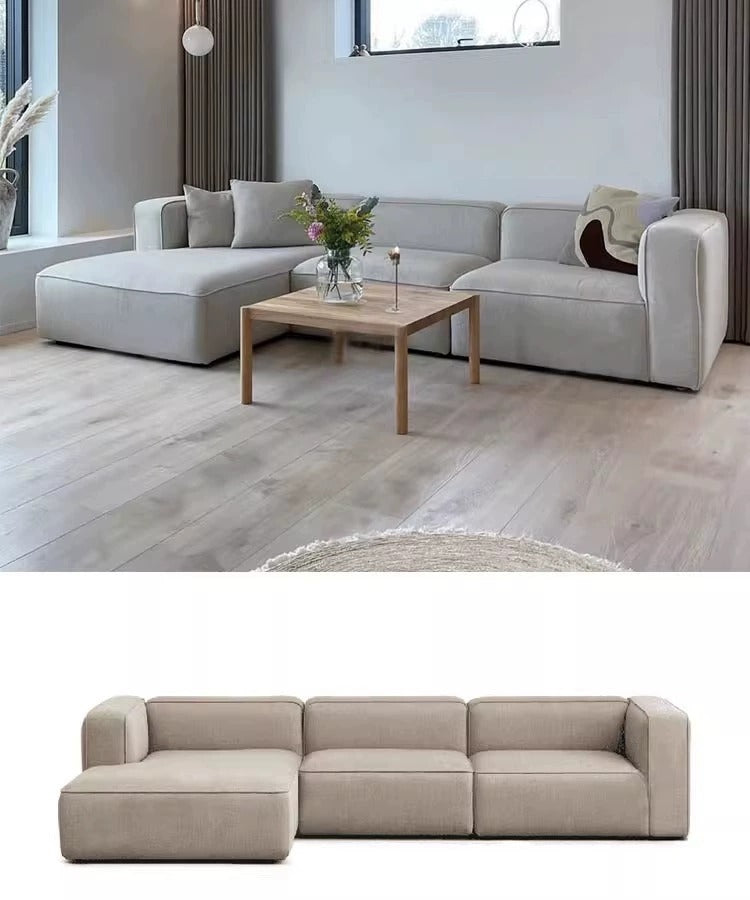 Simple Small Apartment Home Use Two or Three Seater Fabric Sofa Cotton Linen Armless Straight Row Modular Combination Reception Sofa
