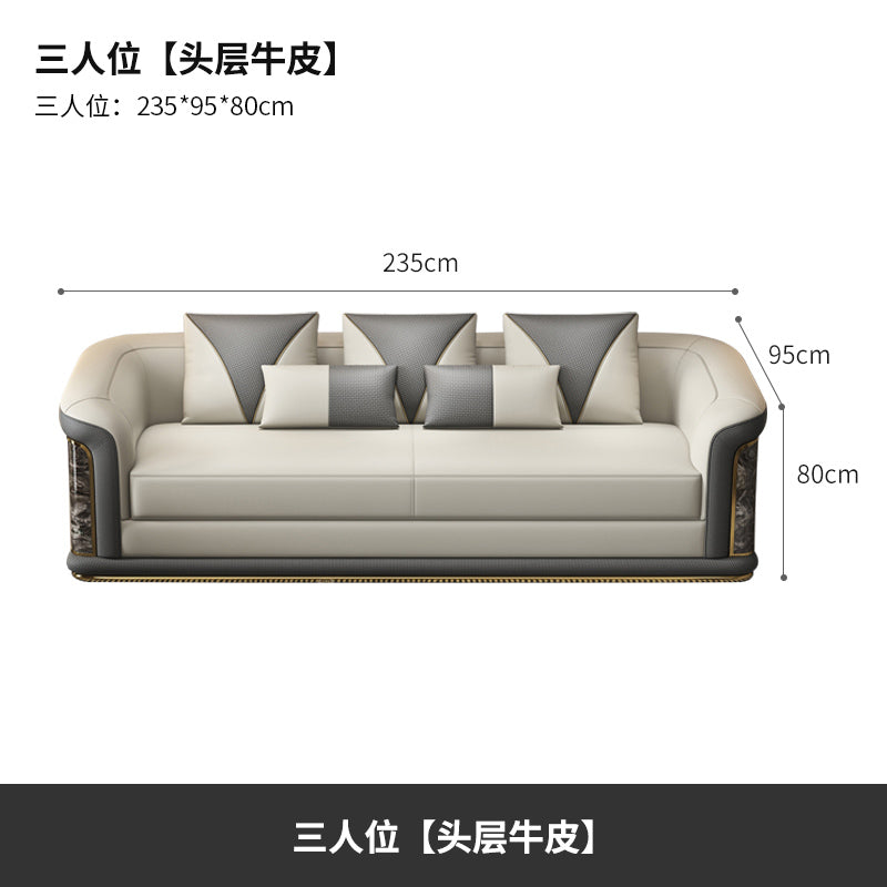 Italian Style Light Luxury Living Room Lacquered Genuine Leather Sofa Large Apartment High-End Villa Designer Mansion Whole House Furniture Customization