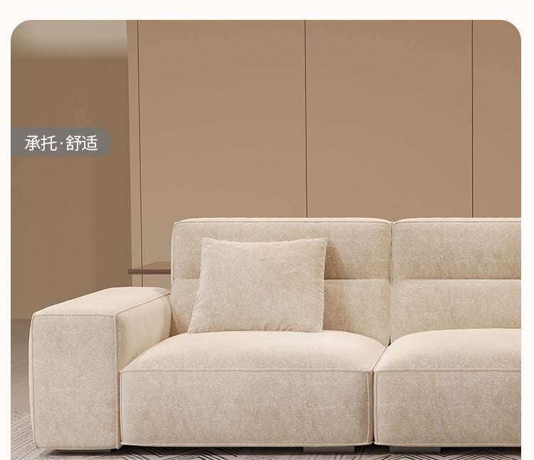 Italian Wabi-Sabi Style High-Back Straight Sofa Matte Fabric Cream Style Living Room Sofa Four-Seater Three-Seater Sofa