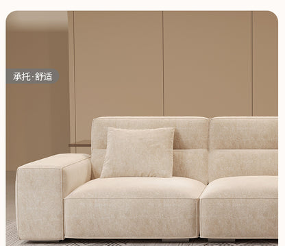 Italian Wabi-Sabi Style High-Back Straight Sofa Matte Fabric Cream Style Living Room Sofa Four-Seater Three-Seater Sofa