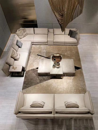 Italian Style New Modern Light Luxury Hong Kong Style visionnaire Envelope Sofa Corner Villa Matte Leather Sofa