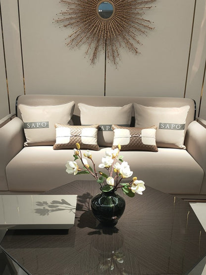 Italian Style Light Luxury Bentley Button Sofa Genuine Leather Designer Postmodern Villa Living Room Set High-end Custom Furniture