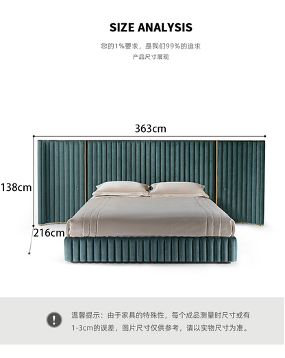 Italian Light Luxury visionnaire Double Bed High-End Villa Luxury Genuine Leather1.8m Wide Screen Bed Master Bedroom Furniture