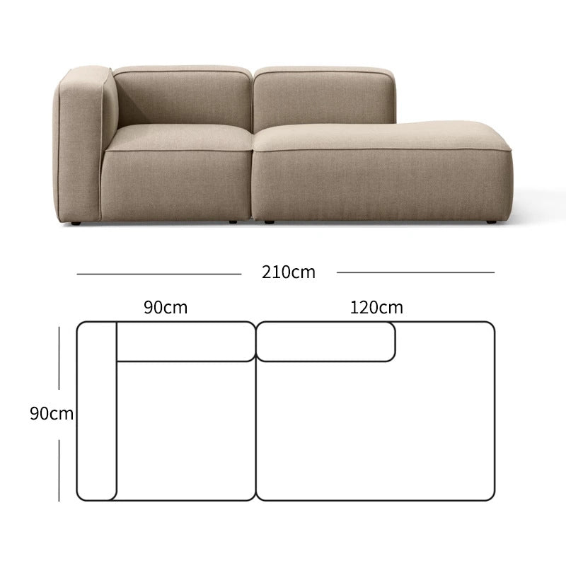 Simple Small Apartment Home Use Two or Three Seater Fabric Sofa Cotton Linen Armless Straight Row Modular Combination Reception Sofa