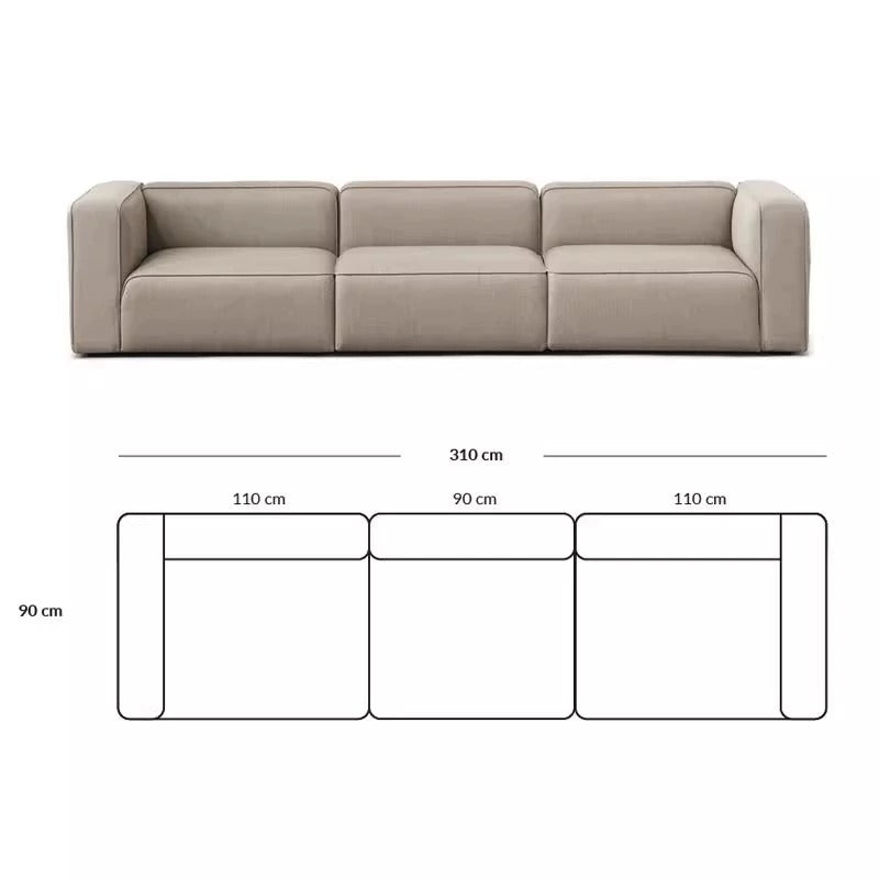 Simple Small Apartment Home Use Two or Three Seater Fabric Sofa Cotton Linen Armless Straight Row Modular Combination Reception Sofa