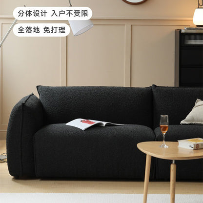 Bauhaus Style Sofa Small Apartment Light Luxury Sofa Vintage Retro Living Room Black Lamb Wool Fabric Two or Three Seater