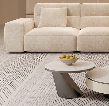 Italian Wabi-Sabi Style High-Back Straight Sofa Matte Fabric Cream Style Living Room Sofa Four-Seater Three-Seater Sofa