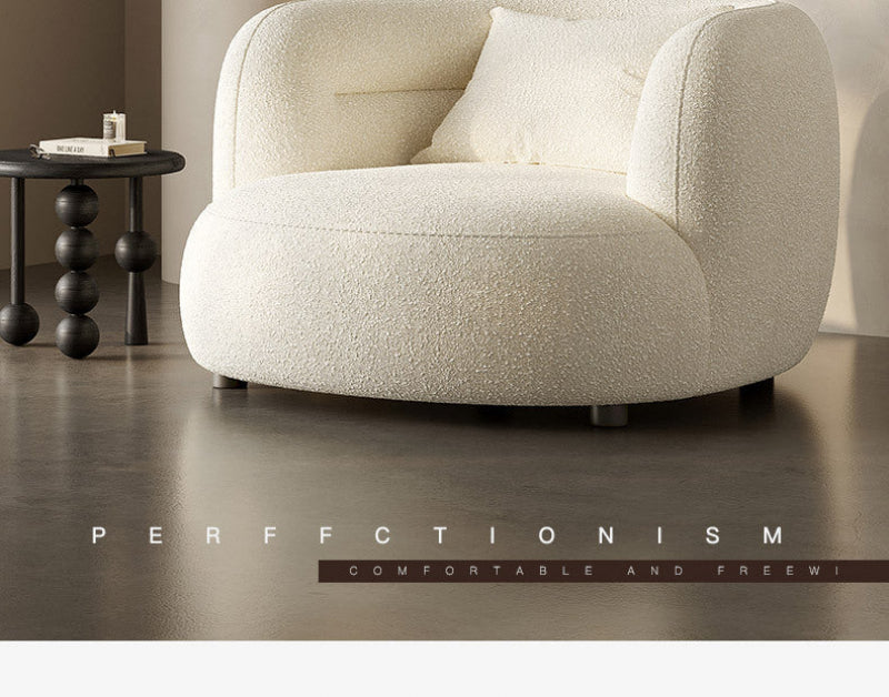 Cream Style Lamb Wool Single Sofa Chair