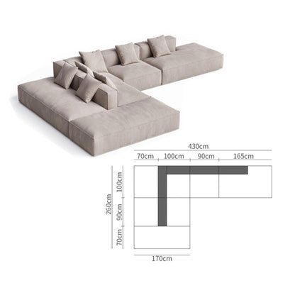 Nordic Minimalist Tofu Block Artistic Double-Sided Modular Combination Large Apartment Light Luxury Leather and Fabric Combined Living Room Straight Sofa