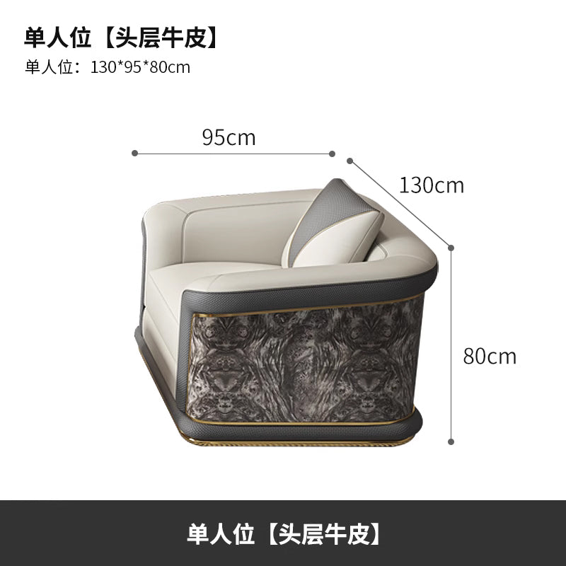 Italian Style Light Luxury Living Room Lacquered Genuine Leather Sofa Large Apartment High-End Villa Designer Mansion Whole House Furniture Customization