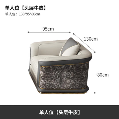 Italian Style Light Luxury Living Room Lacquered Genuine Leather Sofa Large Apartment High-End Villa Designer Mansion Whole House Furniture Customization