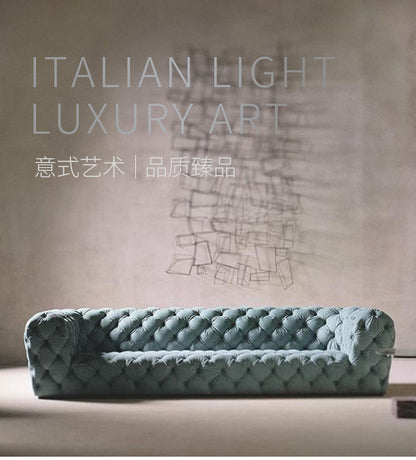 Modern Minimalist Light Luxury Living Room Art American Style Button Velvet Fabric Sofa Small Apartment Internet Celebrity Designer New Model