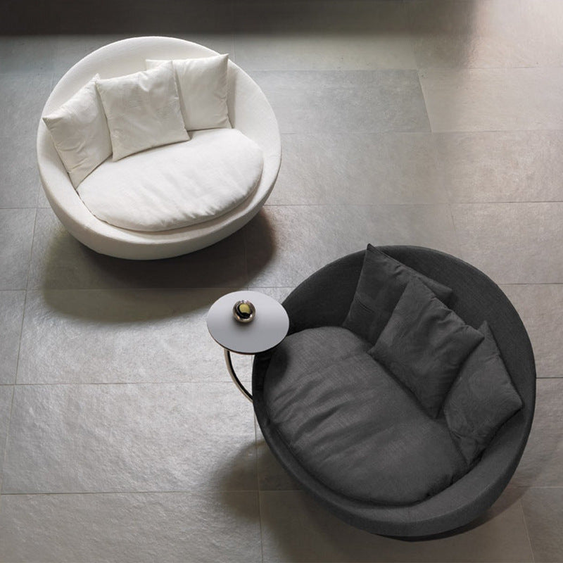 Italian Minimalist Round Fabric Single Sofa Designer Lacoon Modern Lazy Rotatable Balcony Lounge Chair