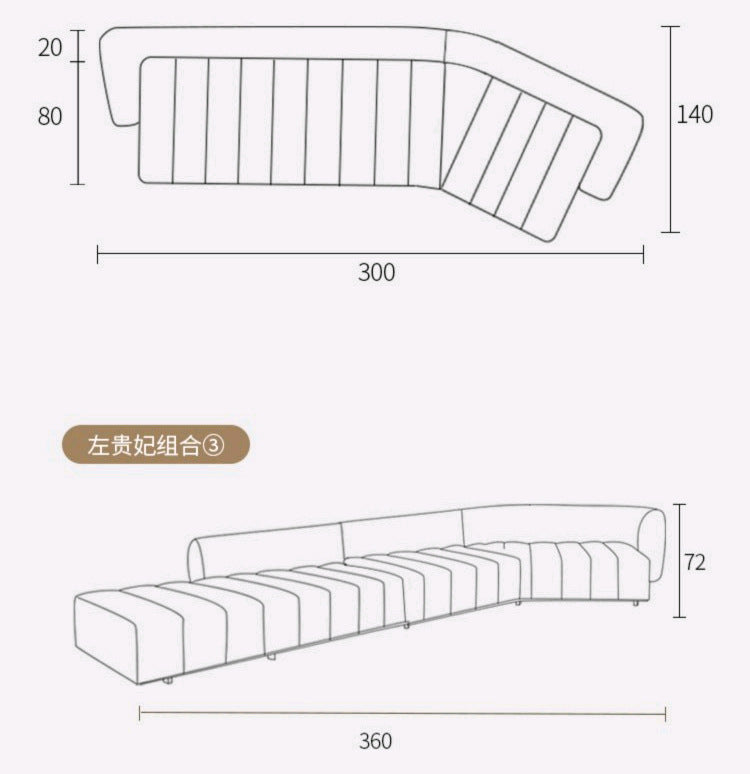 Italian Minimalist Modern Irregular Piano Key Living Room Corner Arc Art Creative Internet Celebrity Style Chaise Fabric Sofa