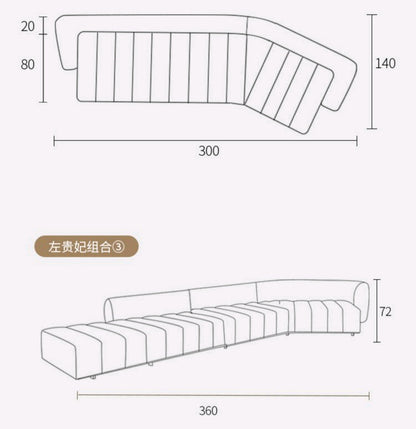 Italian Minimalist Modern Irregular Piano Key Living Room Corner Arc Art Creative Internet Celebrity Style Chaise Fabric Sofa