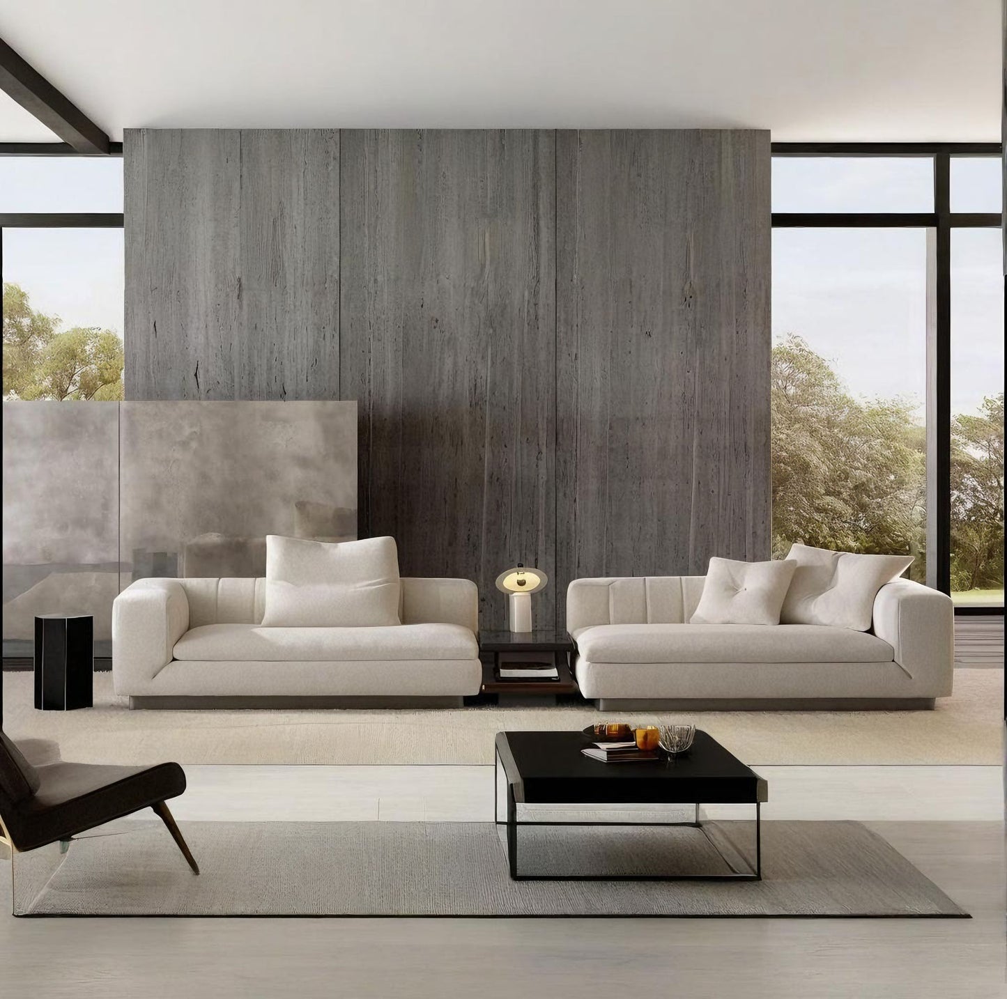 Italian Minimalist Riley Straight Leather Sofa