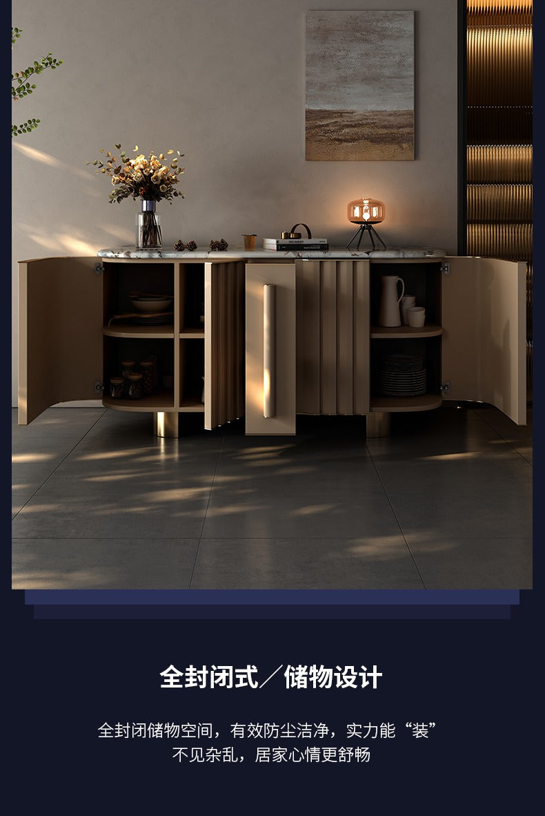 Italian Style Light Luxury Marble Sideboard Designer Model Villa Mansion Home Storage Cabinet High-end Customization