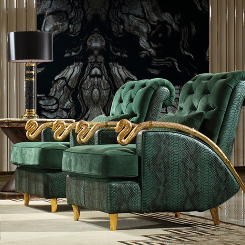 Italian Style Light Luxury Lounge Chair Pure Copper Snake Chair RobertoCacalli Leisure Sofa Chair Crocodile Leather Single Armchair