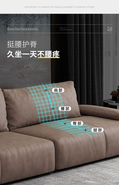 Nordic Tech Fabric Sofa Living Room Simple Modern Double Small Apartment Minimalist New Trendy Straight Three-Seater