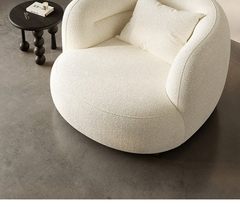 Cream Style Lamb Wool Single Sofa Chair