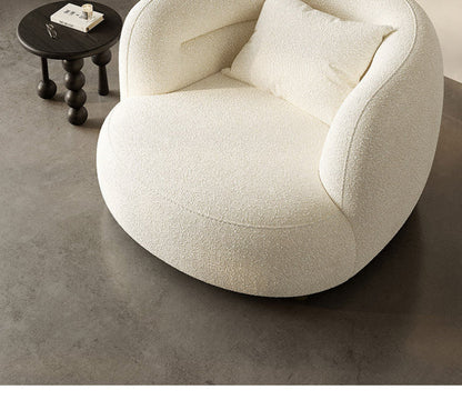 Cream Style Lamb Wool Single Sofa Chair