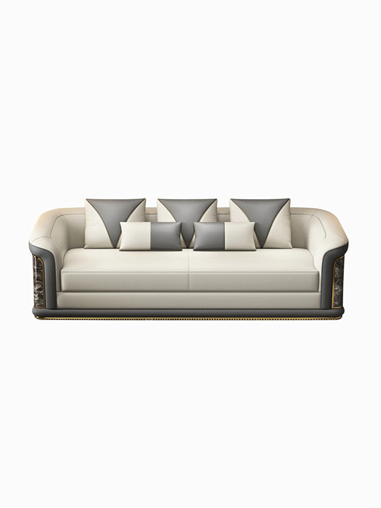 Italian Style Light Luxury Living Room Lacquered Genuine Leather Sofa Large Apartment High-End Villa Designer Mansion Whole House Furniture Customization