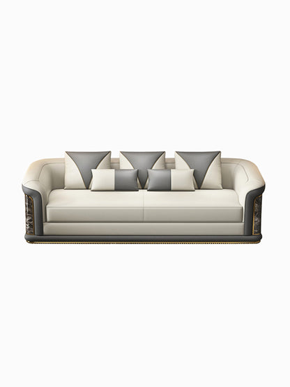 Italian Style Light Luxury Living Room Lacquered Genuine Leather Sofa Large Apartment High-End Villa Designer Mansion Whole House Furniture Customization