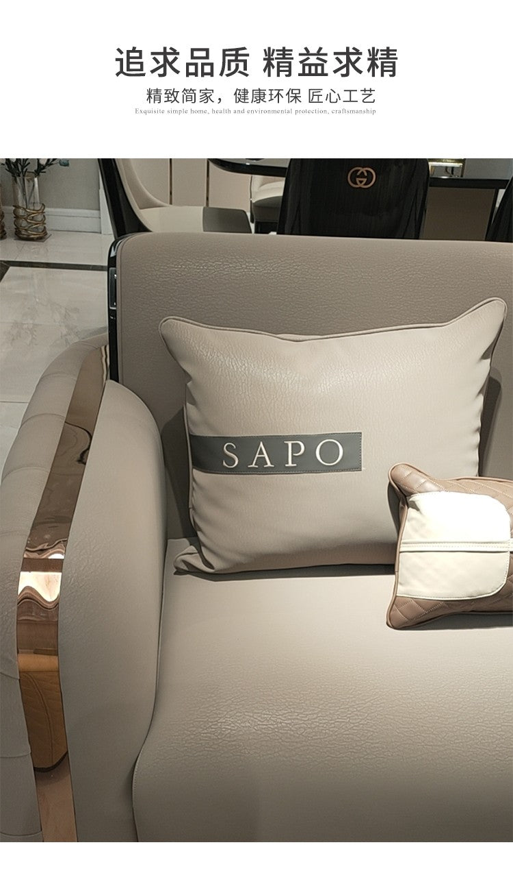 Italian Style Light Luxury Bentley Button Sofa Genuine Leather Designer Postmodern Villa Living Room Set High-end Custom Furniture