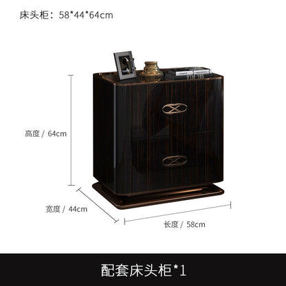 High-end Light Luxury Furniture Italian Minimalist Top Layer Cowhide Bedroom Solid Wood Bentley Light Luxury Master Bedroom Genuine Leather Double Bed Trendy