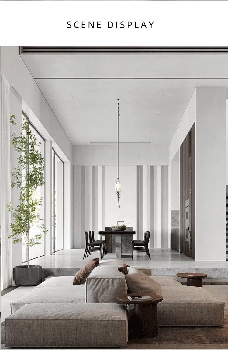 Nordic Minimalist Tofu Block Artistic Double-Sided Modular Combination Large Apartment Light Luxury Leather and Fabric Combined Living Room Straight Sofa