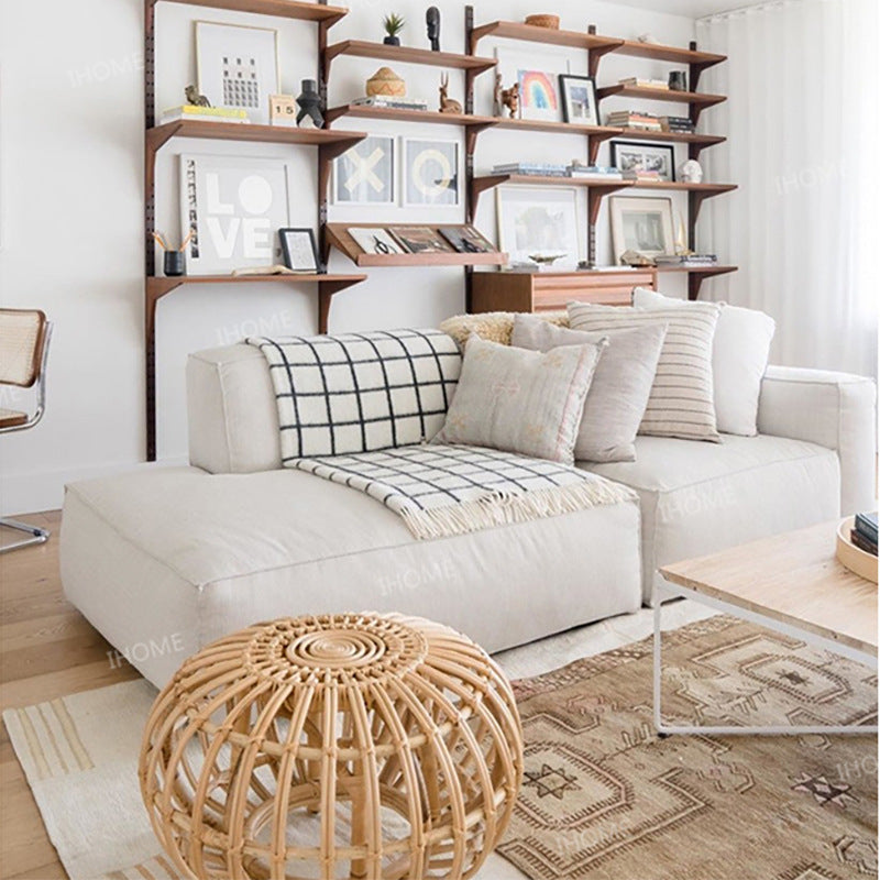Simple Modern Modular Fabric Small Apartment Chaise Lounge Wabi-Sabi Style Living Room sofa Technology Cloth Tofu Block Small Sofa
