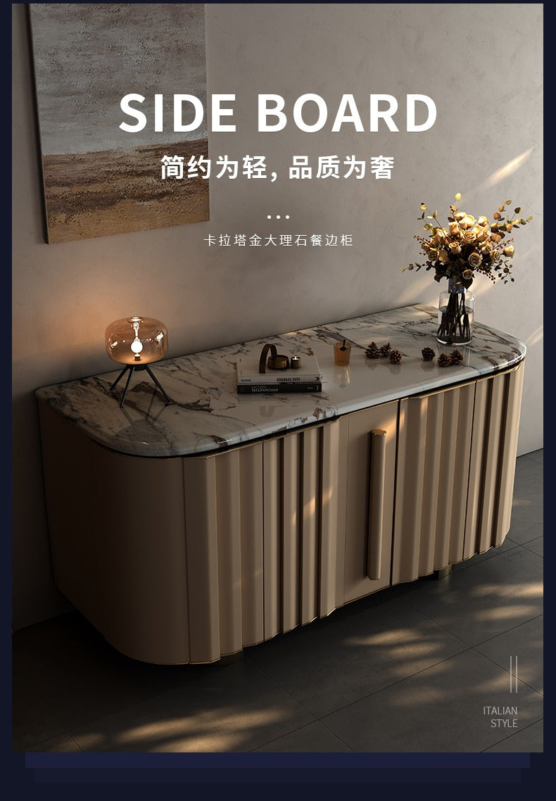 Italian Style Light Luxury Marble Sideboard Designer Model Villa Mansion Home Storage Cabinet High-end Customization