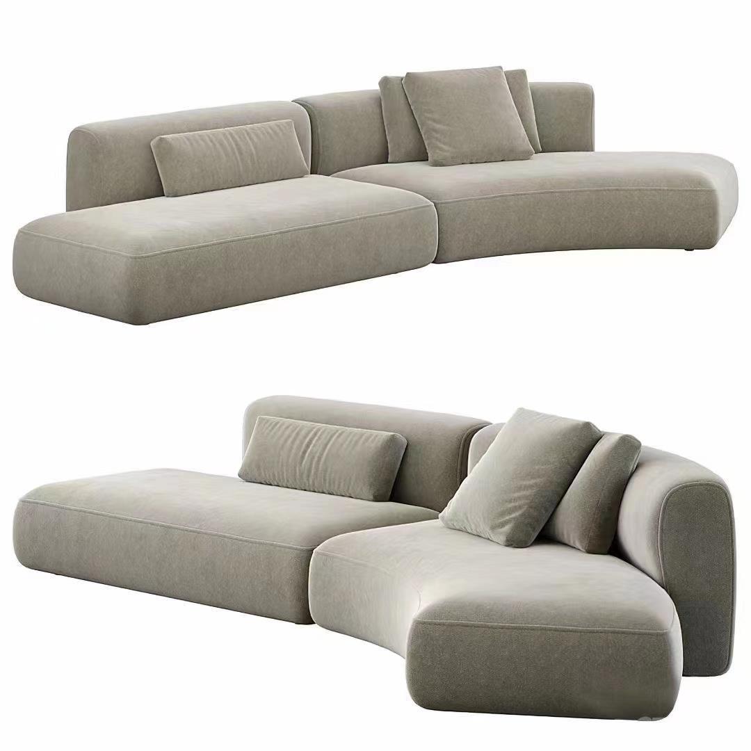Italian Minimalist Light Luxury Irregular Arc Sofa for Living Room Large Apartment Reception Model Room Designer Beauty Salon Internet Celebrity