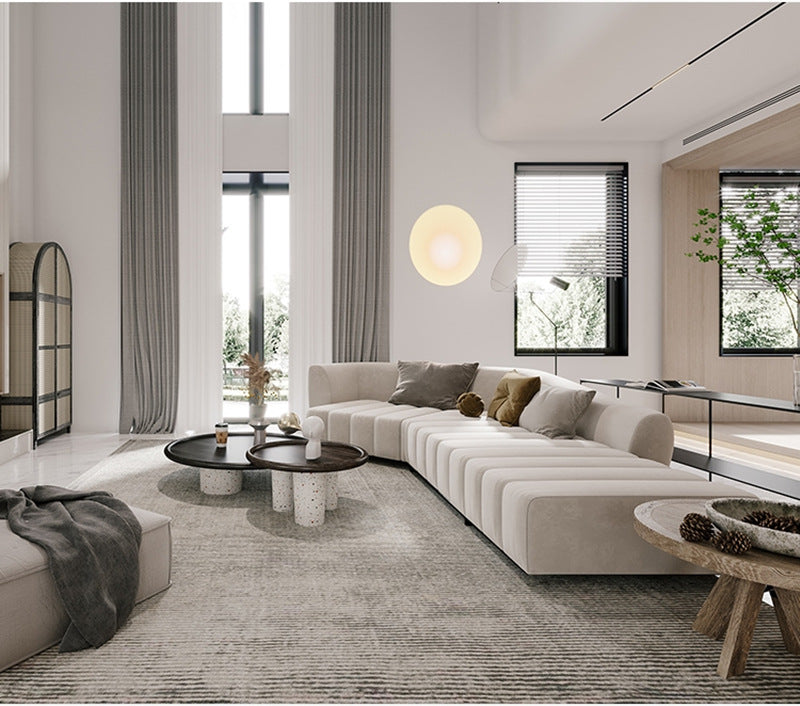Italian Minimalist Modern Irregular Piano Key Living Room Corner Arc Art Creative Internet Celebrity Style Chaise Fabric Sofa