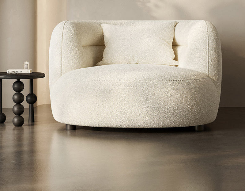 Cream Style Lamb Wool Single Sofa Chair