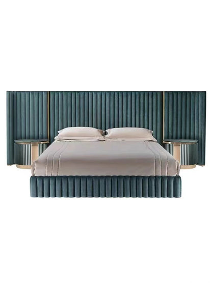Italian Light Luxury visionnaire Double Bed High-End Villa Luxury Genuine Leather1.8m Wide Screen Bed Master Bedroom Furniture