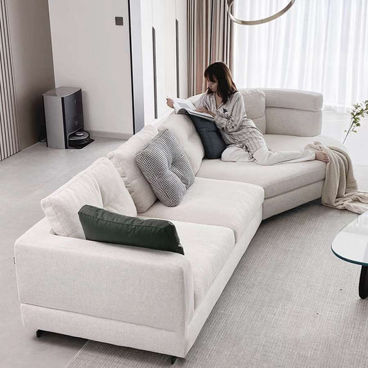 Designer Semi-Circular Arc Fabric Sofa for Small and Large Living Rooms, Italian Minimalist Style, Irregular Corner Art, Light Luxury