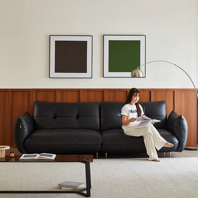 French Retro Genuine Leather Walker Sofa