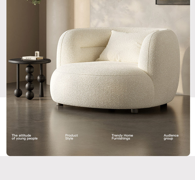 Cream Style Lamb Wool Single Sofa Chair Leisure Chair Balcony Nordic Simple Living Room Bedroom Light Luxury Curved Italian Style