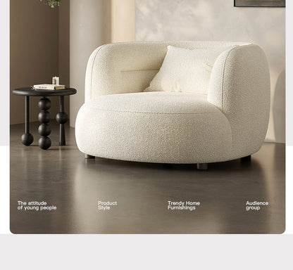 Cream Style Lamb Wool Single Sofa Chair Leisure Chair Balcony Nordic Simple Living Room Bedroom Light Luxury Curved Italian Style